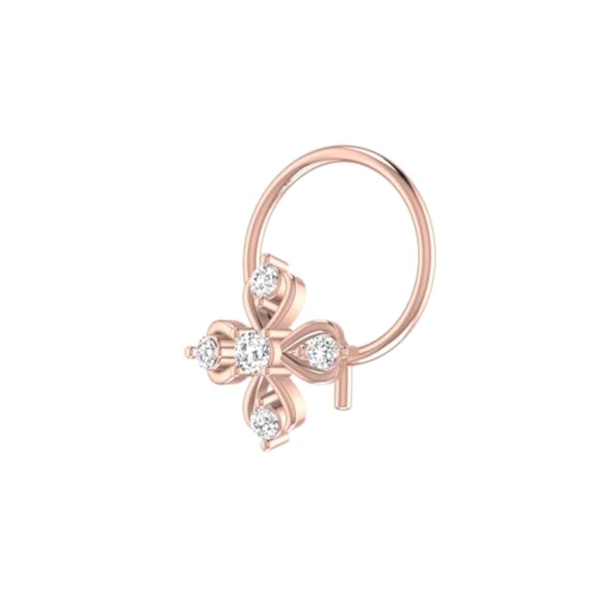 Women's 14Kt Rose Gold Stud Nosering, Elegant